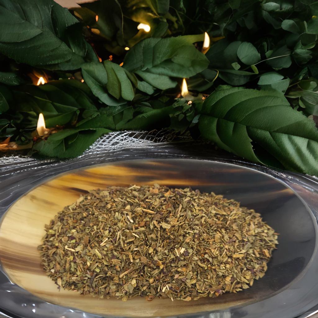 Dried Basil Leaf (Ocimum basilicum) in a 3x5 pouch. Used for wealth, protection, and love magic. Ideal for charm bags, spell jars, floor washes, and spiritual cleansing.