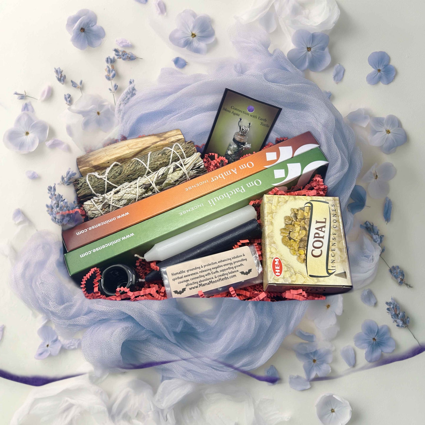 Protection & Grounding Meditation Ritual Supply Kit, Reiki Candles, Incense, Crystals, Smudge Wands plus More