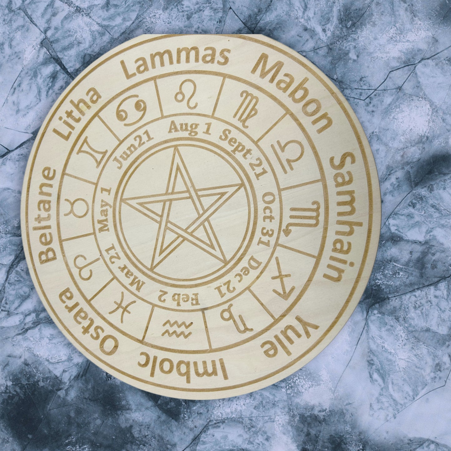 Wheel of the Year Crystal Grid & 12-Pack Crystal Chip Bottle Set