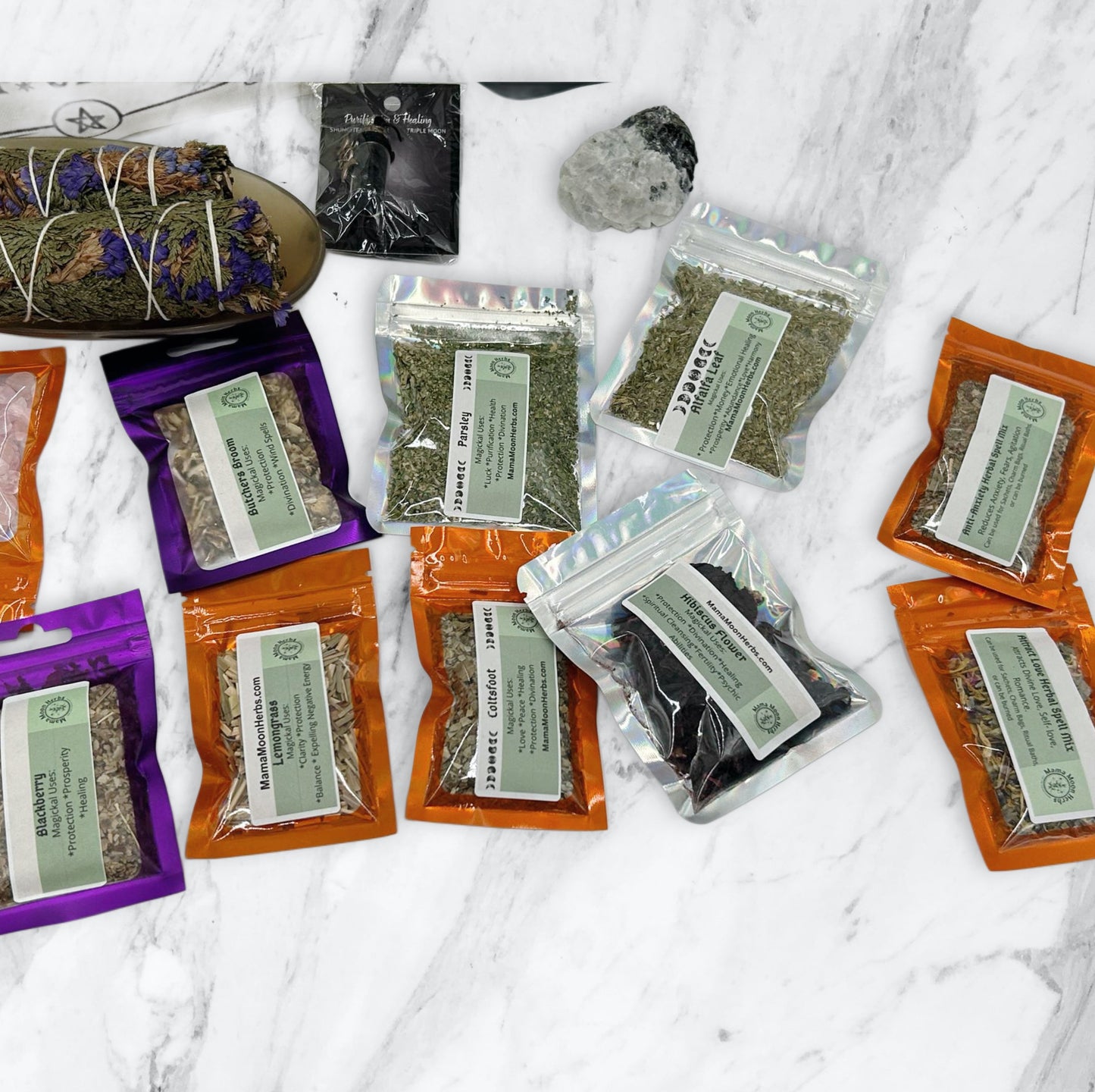 Mystery Witchcraft Grab Bag - “Ye Old Bag of Witchy Shit”, mystery witch gift, pagan witchcraft gift, baby witch herbs and crystals sampler.