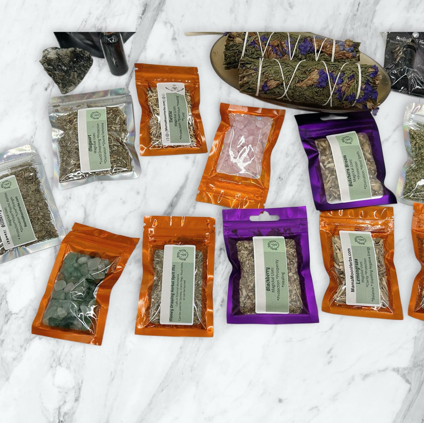 Mystery Witchcraft Grab Bag - “Ye Old Bag of Witchy Shit”, mystery witch gift, pagan witchcraft gift, baby witch herbs and crystals sampler.