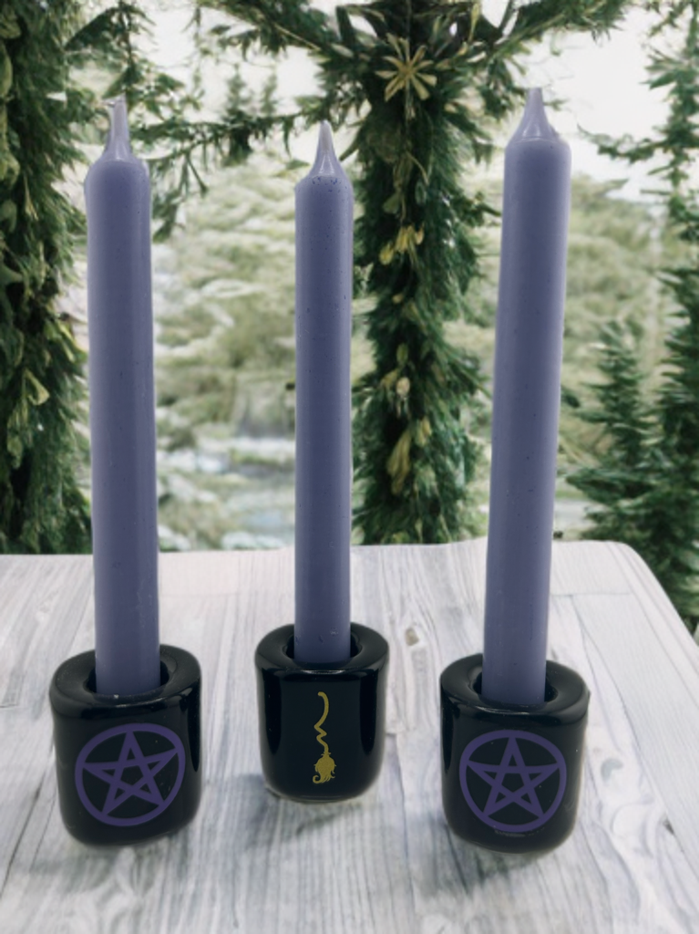Ritual Spell Candle Holder with free gift. Chime Candle Holder .05” Multiple Styles Available
