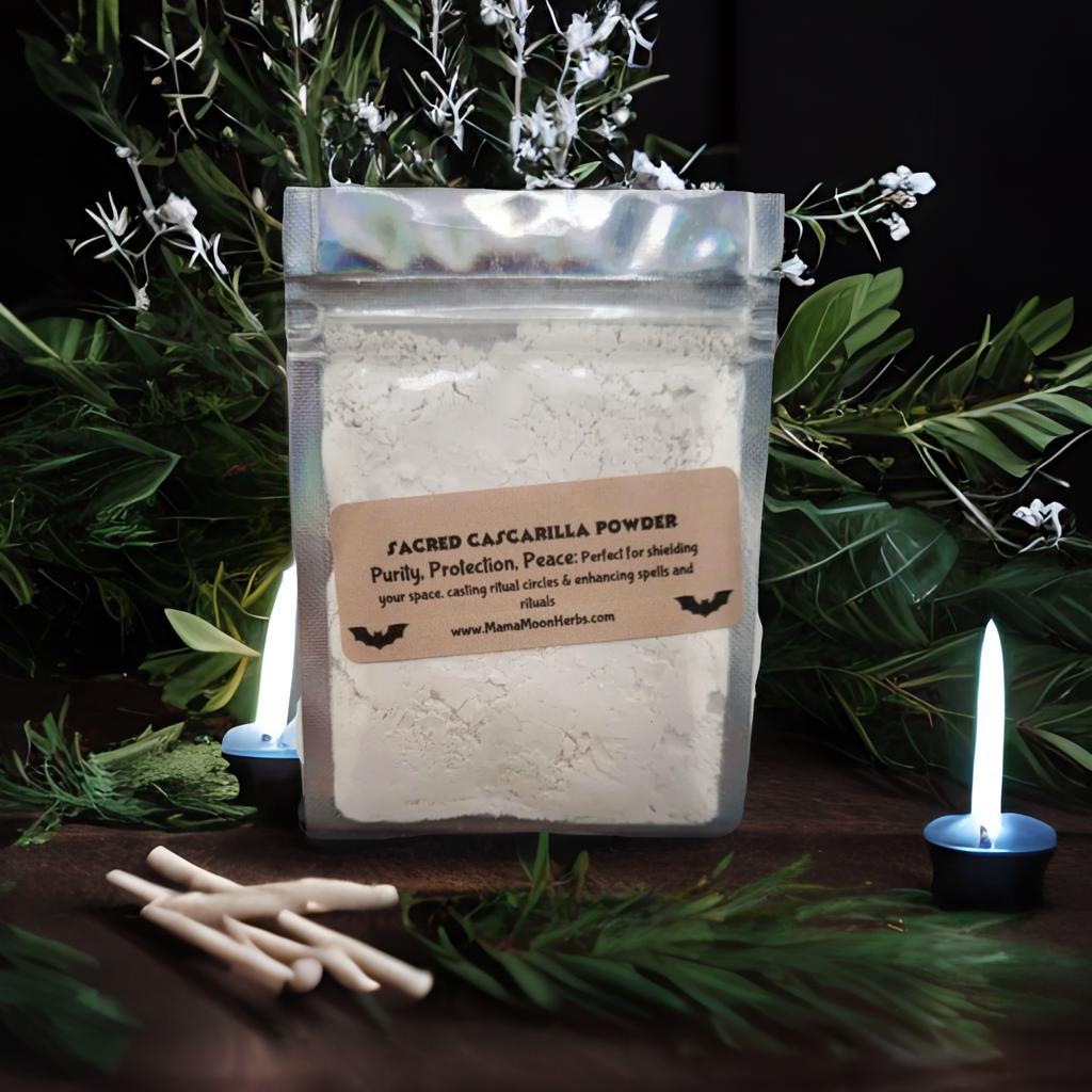 Sacred Cascarilla Powder in a 2.5" x 3.7" pouch. Used for purification, spiritual protection, and banishing. Ideal for floor washes, sigils, and warding rituals.