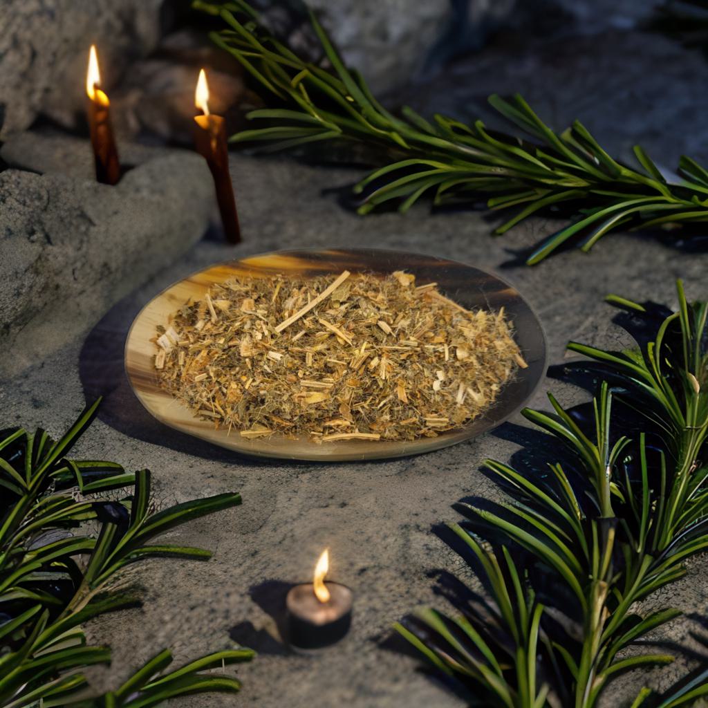 Dried Blessed Thistle (Cnicus benedictus) in a 3x4 pouch. Used in protection, purification, and banishing rituals. Ideal for charm bags, spell jars, and spiritual cleansing.