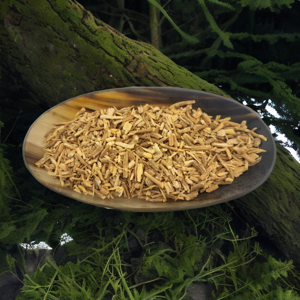 Dried Ashwagandha Root (Withania somnifera) in a 2.5" x 3.7" pouch. Used in rituals for strength, stamina, and fiery resilience. Ideal for solar magic, spell jars, and protection