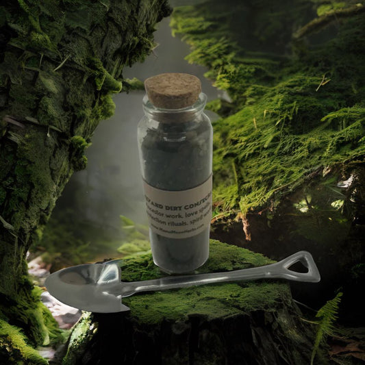 Ritually charged Graveyard Dirt in a 30ml glass jar with spoon. Used in protection, ancestor work, and spirit rituals. Consecrated under powerful moon and astrological timing.

