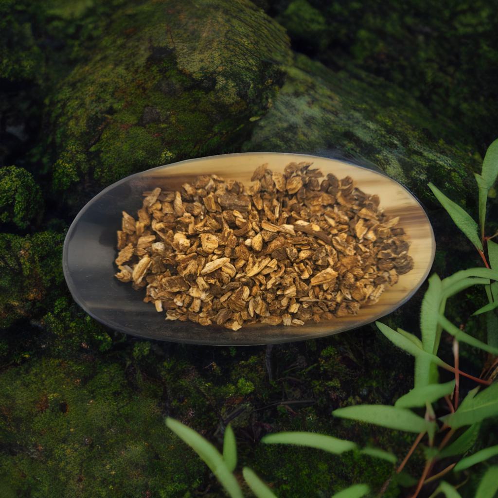 Dried Burdock Root (Arctium lappa) in a 2.5" x 3.7" pouch. Used for protection, grounding, and uncrossing rituals. Ideal for spell jars, floor washes, and charm bags.

