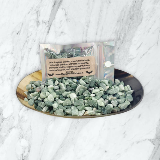 Jade Crystal Chips for Prosperity, Emotional Healing & Harmony – Witchcraft Spell Jar & Ritual Supplies