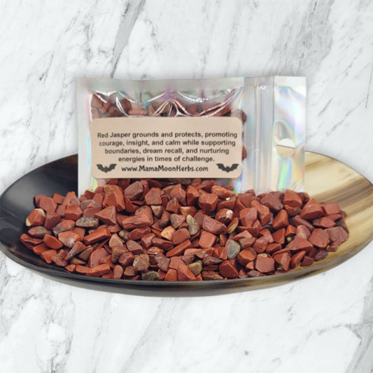 Red Jasper Crystal Chips for Grounding, Courage & Protection – Witchcraft Spell Jar & Ritual Supplies
