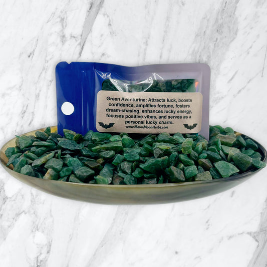 Dark Green Aventurine Crystal Chips for Prosperity, Luck & Growth – Witchcraft Spell Jar & Ritual Supplies