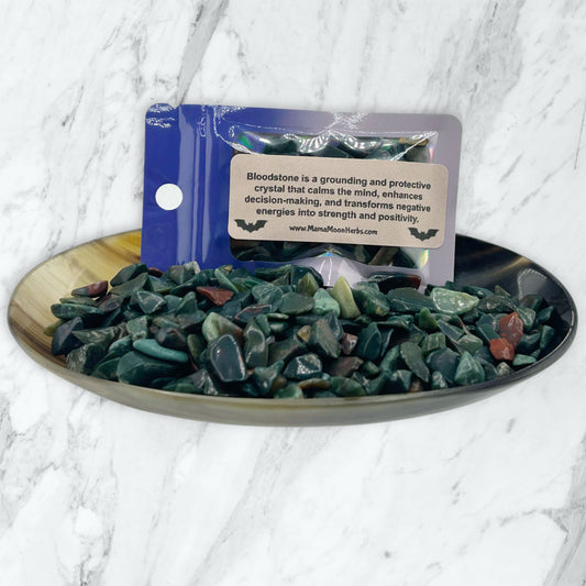 Bloodstone Crystal Chips for Strength, Protection & Vitality – Witchcraft Spell Jar & Ritual Supplies