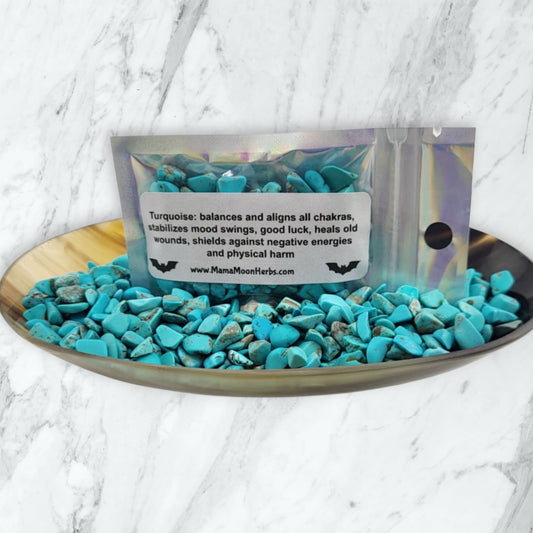 Turquoise Crystal Chips for Protection, Healing & Throat Chakra – Witchcraft Supplies for Spell Jars & Rituals