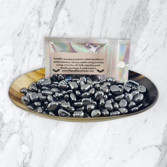 “Hematite Mini Tumbled Crystals (4–6 Stones) for Grounding, Protection & Focus – Witchcraft Ritual Supplies
