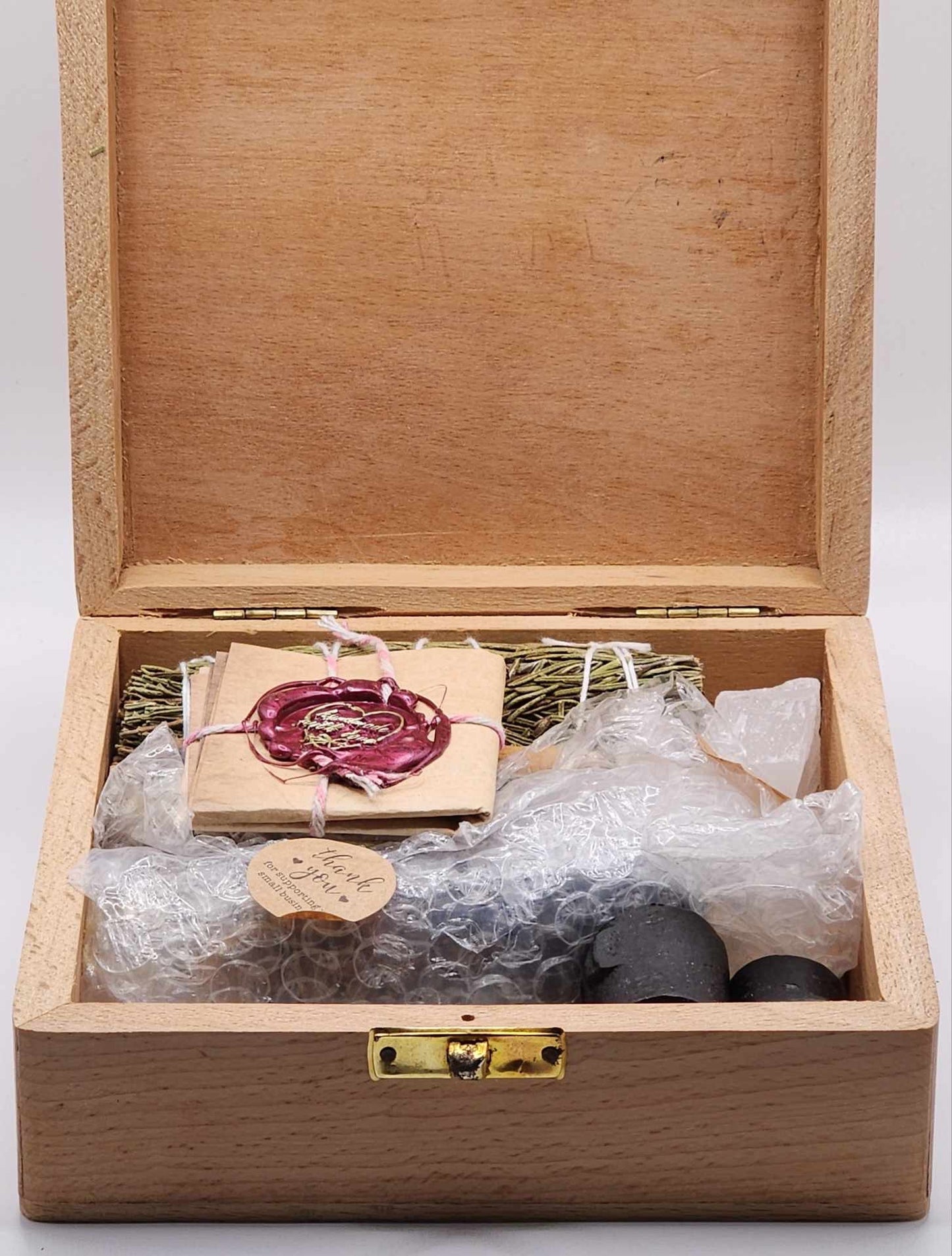 Witchcraft House Cleansing Ritual Kit: Protection Purification, Rosemary, Palo Santo, Witches Black Salt, Spell Candles, Hand Carved Box & more