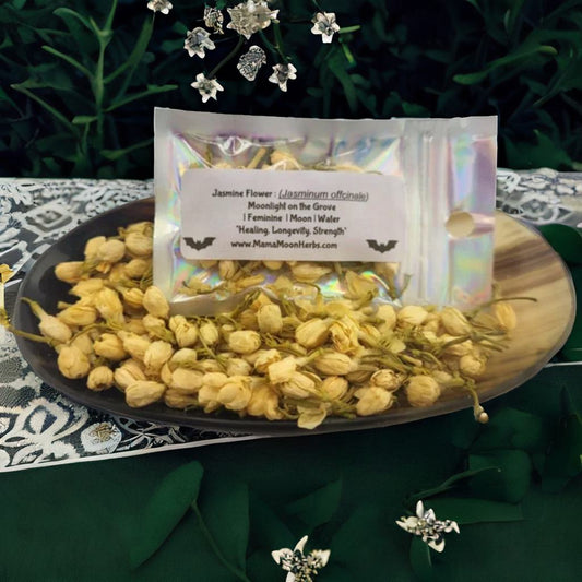 Jasmine Flowers (Whole) for Love, Moon Magic & Dreamwork | Small Ritual Pouch